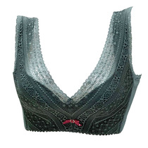 Beautiful back bra lace Female sense of no rim underwear gathered sub-breast adjustment type ultra-thin bra large chest is small