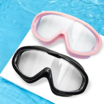 Swimming goggles waterproof and anti-fog HD male Women flat light plating set big frame diving swimming glasses swimming cap cover equipment