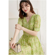 Mularsa art sweet and broken floral dress woman 2022 Summer fresh and reduced age natural Hemp Fabric Skirt