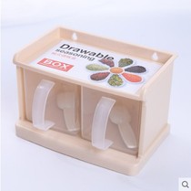 Cover condiment drawer type plastic storage box Kitchen Box seasoning box seasoning box household set double-layer material box