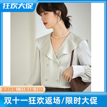 JOLIMENT French shirt womens design sense niche 2022 autumn new fashion big lapel chic top