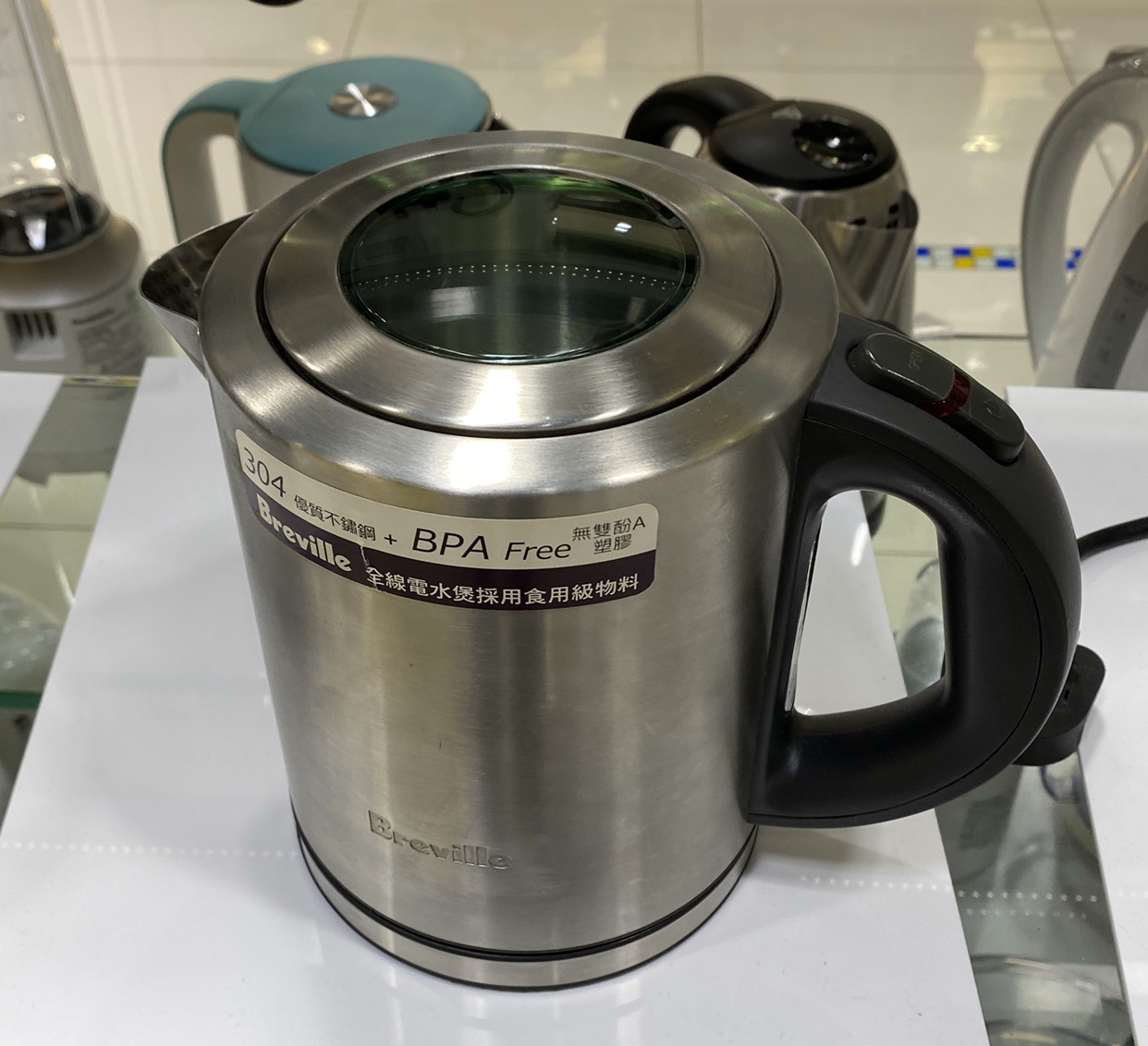 Breville platinum rich BKE320 electric kettle 304 stainless steel body patent buffer style debunge 1 litre