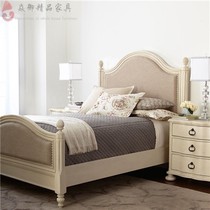  Solid wood big bed Hotel villa model room Residential economic apartment bedroom furniture 1 8 meters two-person wedding bed 2 bucket cabinet