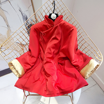 New Years clothing Chinese womens winter clothing Chinese style improved Tang suit jacket thick warm cotton coat and cotton coat