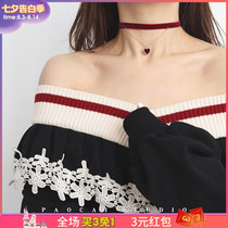 21 years gift velvet love choker velvet necklace girl heart neck jewelry neck strap necklace collar female