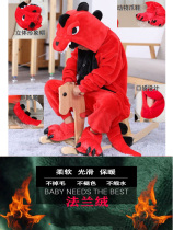 Dinosaur clothes pajamas Childrens winter home clothes Boy one-piece baby animal cartoon female big child flannel