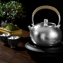 Chengyi tea set Sterling silver pot 999 pearlescent top girder pot boiling water foot silver handmade craftsmanship to create craft teapot