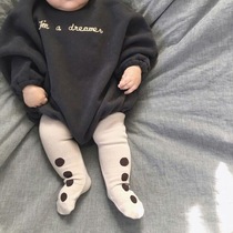 Baby spring and autumn and winter cotton large PP pantyhose leggings Polka dot love bear wild stretch male and female babies