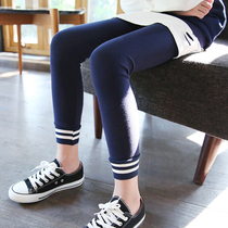 Girls slim leggings and pencil pants 2022 spring new products big childrens striped ribbed all-match casual long pants