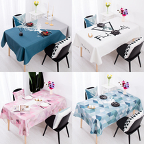 Nordic minimalist ins waterproof and oil-proof table fabric cotton linen hipster rectangular dining table cloth tablecloth