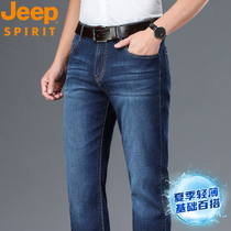 JEEP Jeep summer thin jeans mens straight loose large size mens pants middle-aged denim pants men