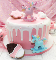 New unicorn rocking horse cake decoration ornaments beautiful dessert baking decoration decoration Unicorn