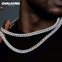 CHALAVRODW Cuban chain plated 18K gold full diamond necklace collarbone neck necklace Wang Jiaer with choker