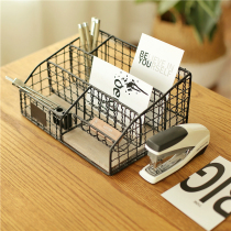 ins Wind retro iron multi-layer office supplies storage box file storage rack desktop stationery finishing storage basket