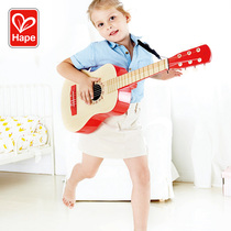 Hape music red guitar early melody baby childrens toy 6 string large gift gift gift