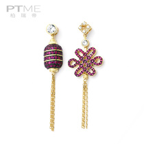 Lantern Ruyi knot Chinese earrings sterling silver earrings earrings female temperament long tassel 2021 New Tide