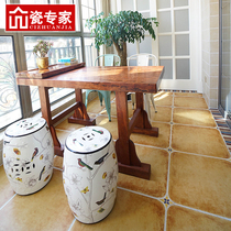 American pastoral aisle Balcony courtyard tile Non-slip floor tile Guest restaurant rounded corner antique brick 450x450