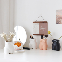 WULIHOME Flesh Pink Human Body Art Small Vase Pen Holder for Multi-functional Desktop Pendulum Soft Dress