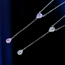 High Set Jewelry Drop Simulation Drill Necklace Woman Pure Silver Powder Drilling Color Drill Lock Bone Chain Pendant Neck Chain Festival Send Girlfriend