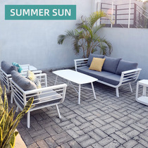 Nordic Outdoor Combo White Furniture Hotel Outdoor Terrace Garden Villa Courtyard Living Room Single Sofa Balcony