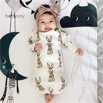 American babysoy sleeping bag dressing gown summer thin long sleeve air conditioning clothing soybean fiber cotton home wear