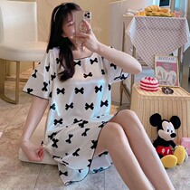 Lady Ice Silk Sleeping Dress 2021 New Summer Short Sleeves Long Section Student Cute Pyjamas Thin family Guy