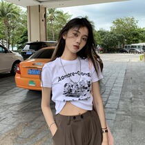 Vanya white short sleeve T-shirt summer Harbour Renaissance letter printing and pure cotton short coat tide