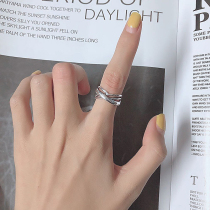 South Korea East Gate s925 sterling silver ring female glossy multi-layer cross personality tide person cold wind Open Food ring