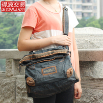 2020 new Korean version of womens denim bag retro casual backpack European and American large bag single shoulder inclined satchel business bag tide