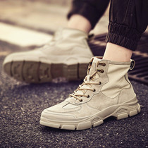 Retro Martin boots mens high mens shoes autumn leather canvas medium help trendy shoes snow desert tooling boots men