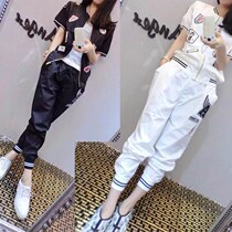 Hong Kong 2020 summer new fashion casual super fire sports short-sleeved jacket Harem pants thin two-piece suit women