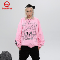 DEVIL NUT Tide brand demon 21 autumn and winter New Men and women couples loose round neck sweater Super flying