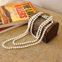 Xiaoshan House retro Chinese style with Cheongsam necklace Hanfu imitation pearl long chain Sweater chain Long money chain multi-circle