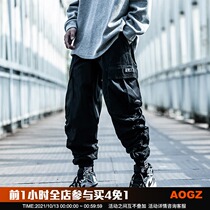 Xiaobin national tide Autumn New drawstring fold pants mens loose Tide brand ins casual pants toe pants tide