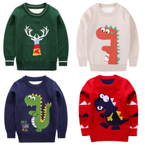 Childrens sweater boys Christmas round neck pullover baby thread clothing cartoon Korean version of foreign-style bottoming shirt tide tide