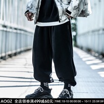 Guochao casual trousers men loose plus velvet padded small feet pants Joker trend autumn and winter sports pants