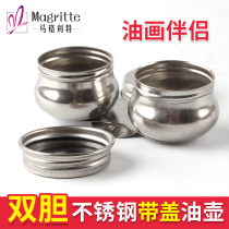 Maglite stainless steel double hole oil pot with good sealing oil painting painting color ware with clip leak proof