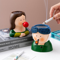 Ins wind cartoon ashtray anti-fall creative personality trend cute girl home anti-fly ash boyfriend gift