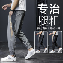 Casual Pants Mens Summer Thin chubby chubby size Loose Ice Silk Speed Dry Sports Vegan Pants Men Boomer Trousers