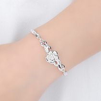 Jin Liufu S990 sterling silver bracelet female fashion birthday lettering simple Japanese and Korean rose bracelet student to send girlfriend