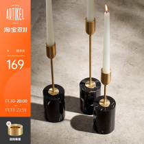 Yati brass marble single-head candlestick Nordic romantic dinner props simple wedding decoration candlestick ornaments