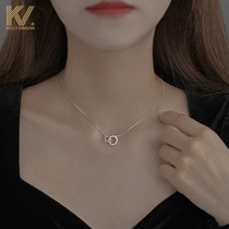  Interlocking necklace female 2021 new 925 silver temperament light luxury niche design sense of love clavicle chain ins