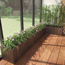 Anticorrosive Wood seed vegetable basin household planting box solid wood outdoor flower box rectangular indoor balcony flower tank partition