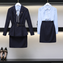 Suit suit womens temperament fashion Self-fitting British style autumn and winter overalls jewelry store professional wear high-end