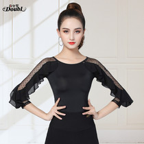 Dambao Luos new female Latin dance practice Gongfu blouses female adult mid-sleeve national standard dance Latin dance suit round neckline dancer