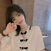  Short-sleeved T-shirt female ins tide European station 2021 new summer clothes niche Western style casual Korean version butterfly diamond net red