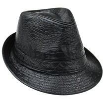 Little hat male tide youth spring and summer leisure crocodile breathable u leather gentleman hat British black jazz hat female