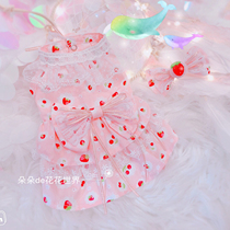 ZJ Spring and Summer Pet Cat Teddy Yorkshia Pony Cherry Dress Princess Dress