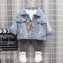 Childrens coat Boys spring denim childrens clothing Childrens 2021 new casual spring and autumn top baby fashion trend clothing