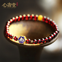 Heart Zhaitang (wind dust) collection wine red Brazil garnet bracelet female tiger year old year Buddha beads handstring jewelry